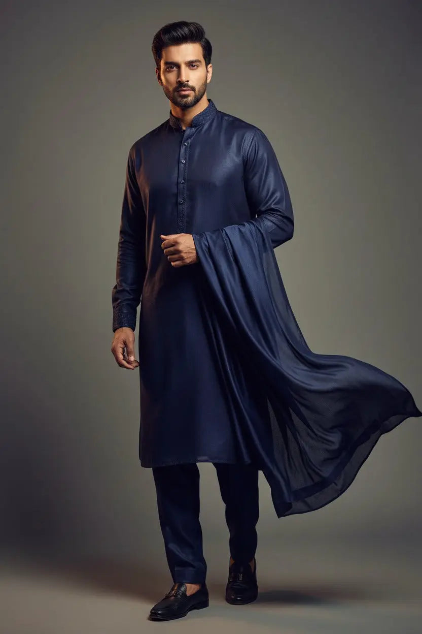 Unstitched Navy Blue AMARAS